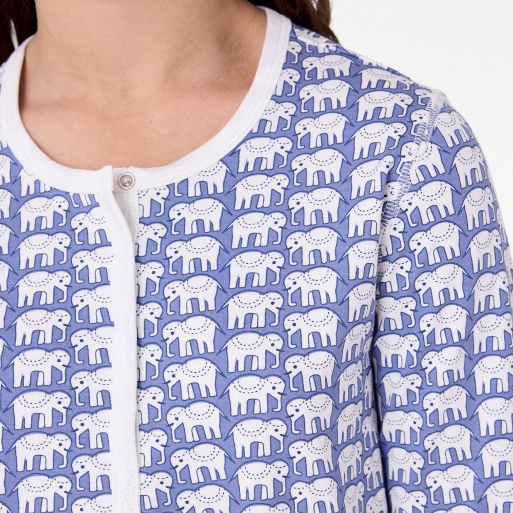 Roller Rabbit Blue and White Elephant Print Women's PJs Excellent Condition - Picture 2 of 5